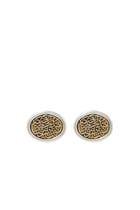 Love Button Earrings, 18k Gold & Sterling Silver